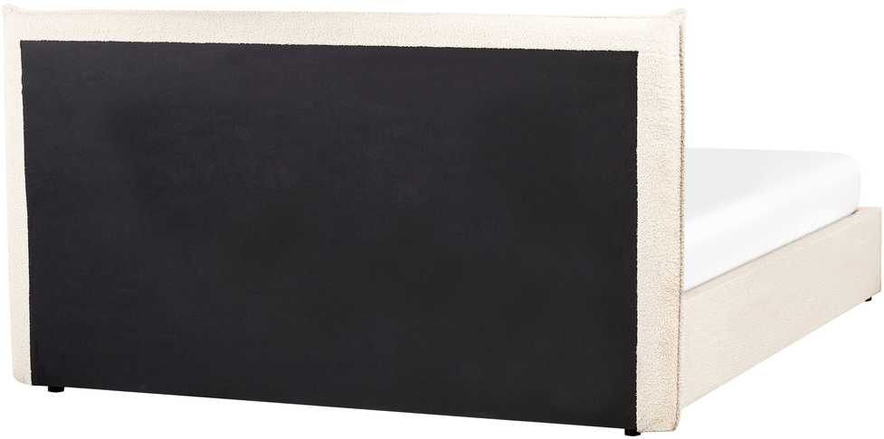 Beliani Lova su patalynės dėže LAVAUR, bukle audinys, smėlio spalva, 160 x 200 cm