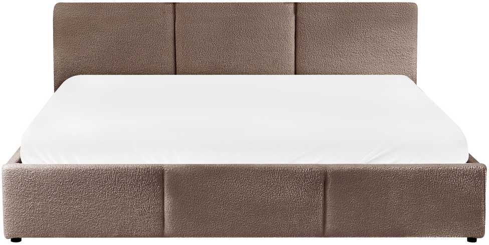 Beliani Lova su patalynės dėže BOUSSE Boucle smėlio pilkumo spalvos 180 x 200 cm