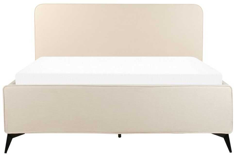 Beliani Švelnaus aksomo lovos rėmas VALOGNES 160 x 200 cm šviesiai smėlio spalvos