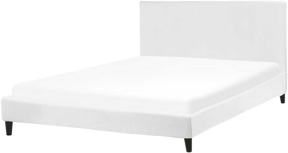 Beliani Velvetinė lova FITOU 160 x 200 cm balta