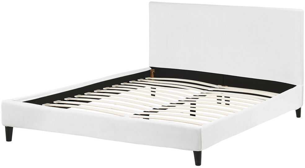 Beliani Velvetinė lova FITOU 160 x 200 cm balta