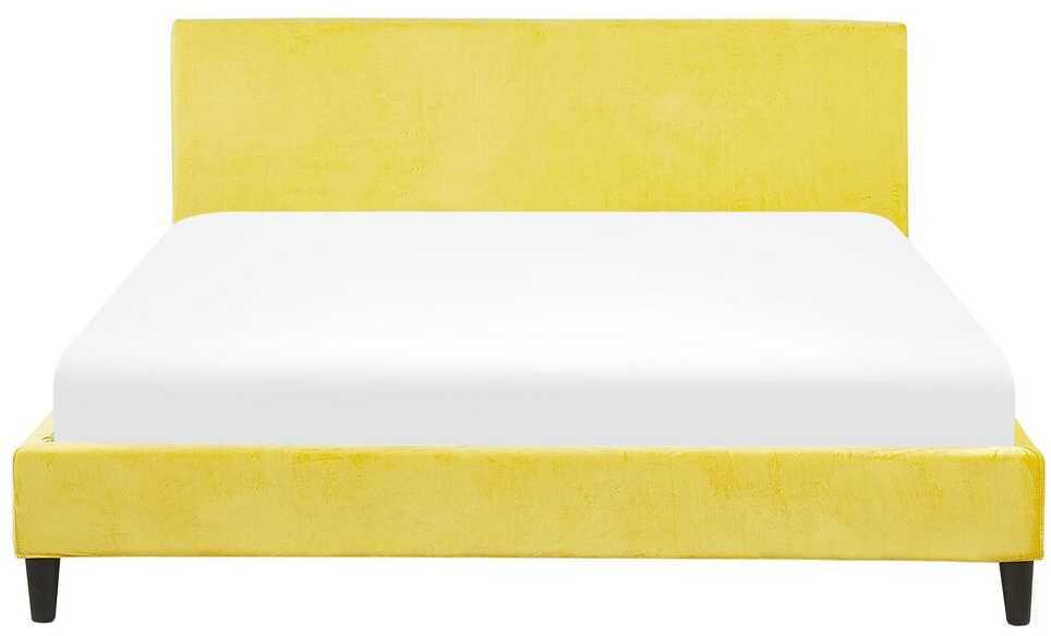 Beliani Veliūrinė lova FITOU 160 x 200 cm geltona