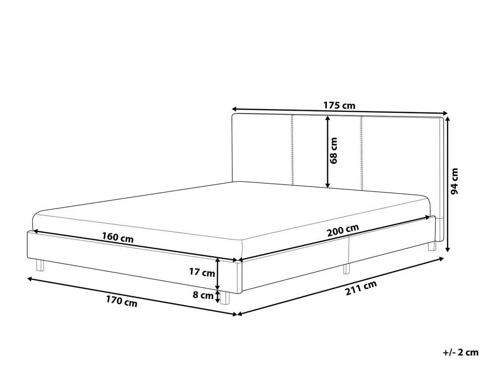 Beliani Vandens lova ALBI 160 x 200 cm pilka