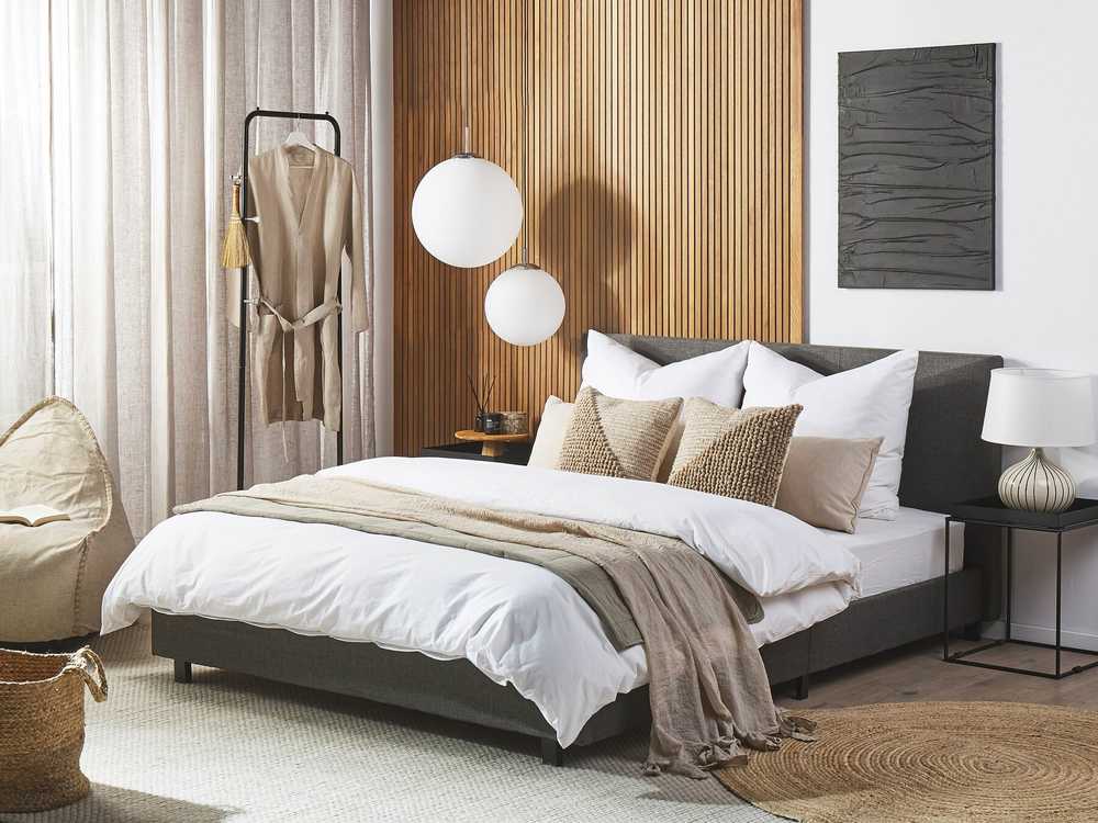Beliani Vandens lova ALBI 160 x 200 cm pilka
