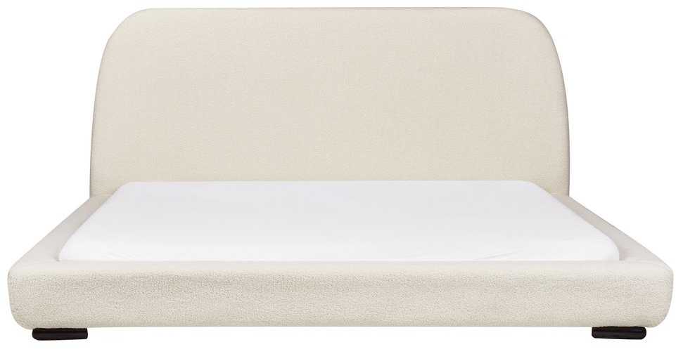 Beliani Vandeninė lova Boucle ROISEL 180 x 200 cm šviesi smėlio spalva