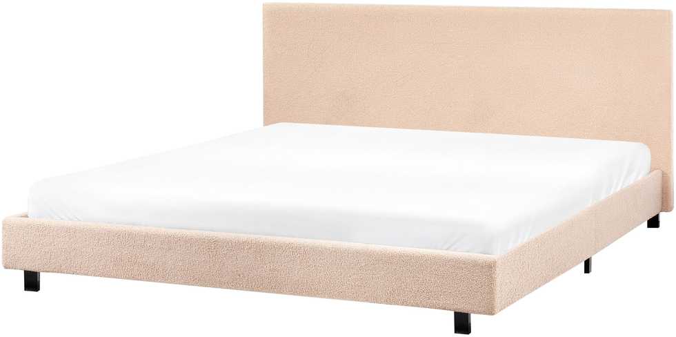 Beliani Vandeninė lova Boucle ALBI 180 x 200 cm smėlio spalvos