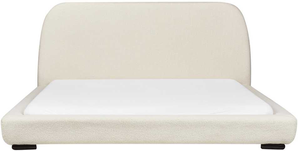 Beliani Vandeninė lova Boucle ROISEL 180 x 200 cm šviesi smėlio spalva