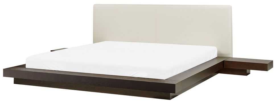 Beliani Vandens lova iš dirbtinės odos ZEN 160 x 200 cm, tamsaus uosio spalvos