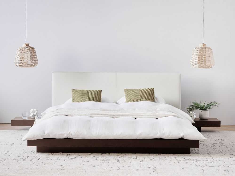 Beliani Vandens lova iš dirbtinės odos ZEN 160 x 200 cm, tamsaus uosio spalvos