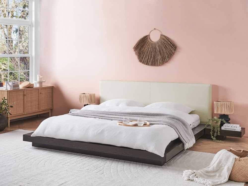 Beliani Vandeninė lova iš dirbtinės odos ZEN 180 x 200 cm tamsaus uosio spalvos