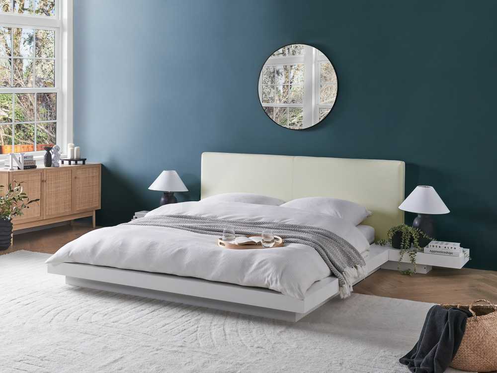 Beliani Vandens lova iš dirbtinės odos ZEN 160 x 200 cm balta