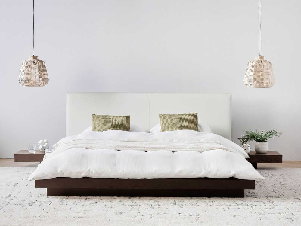 Beliani Vandens lova iš dirbtinės odos ZEN 160 x 200 cm, tamsaus uosio spalvos