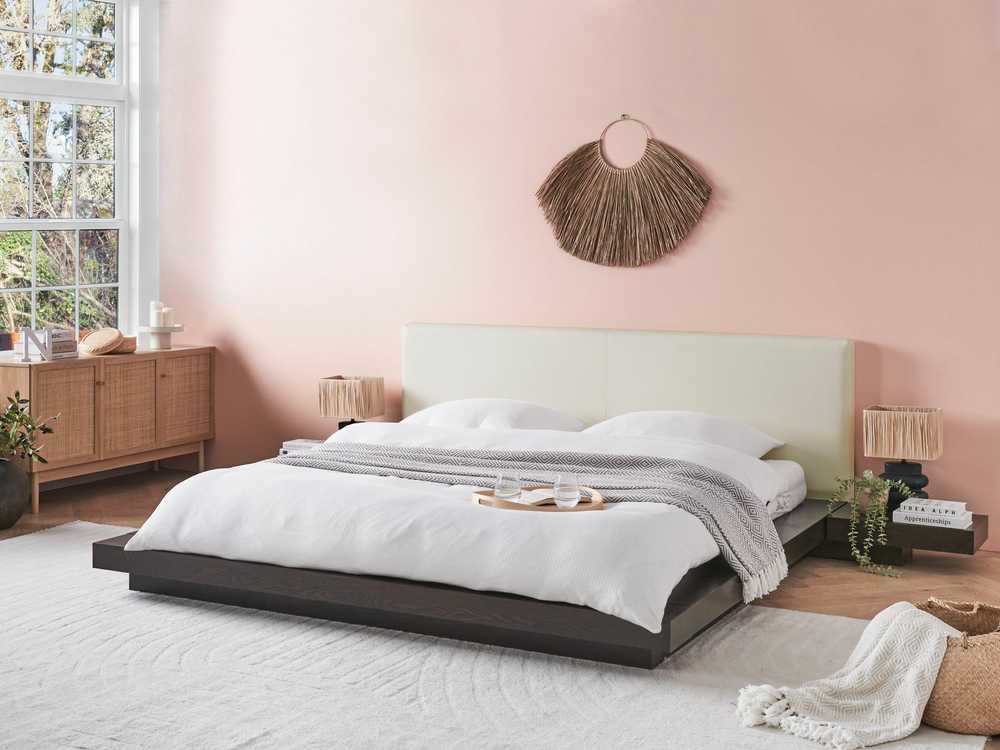 Beliani Vandeninė lova iš dirbtinės odos ZEN 180 x 200 cm tamsaus uosio spalvos