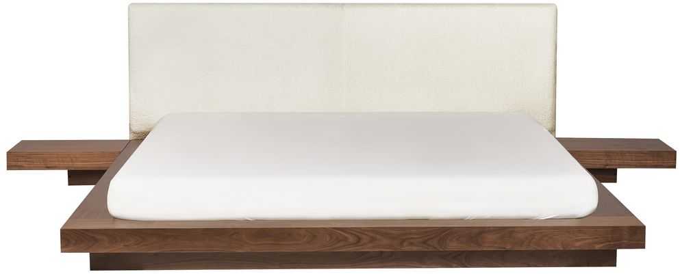 Beliani Vandeninė lova Boucle ZEN 180 x 200 cm ruda uosio spalva