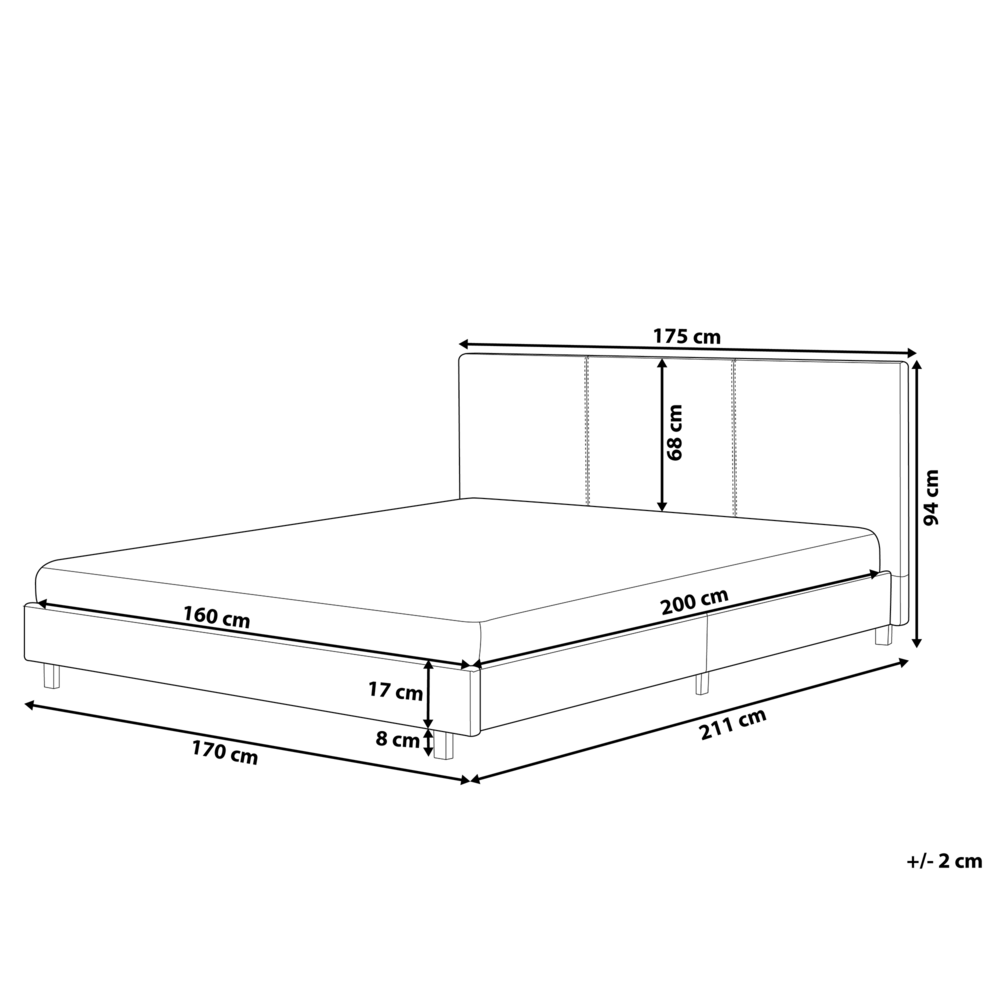 Beliani Vandens lova ALBI 160 x 200 cm pilka