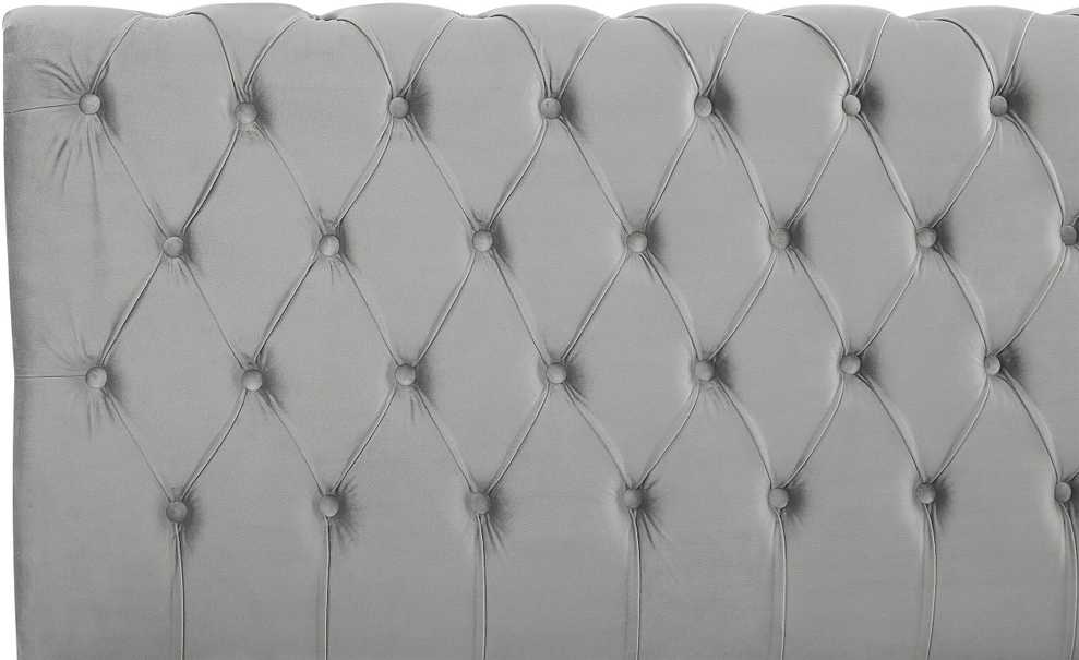 Beliani Vandens lova iš veliūro AVALLON 180 x 200 cm, pilka