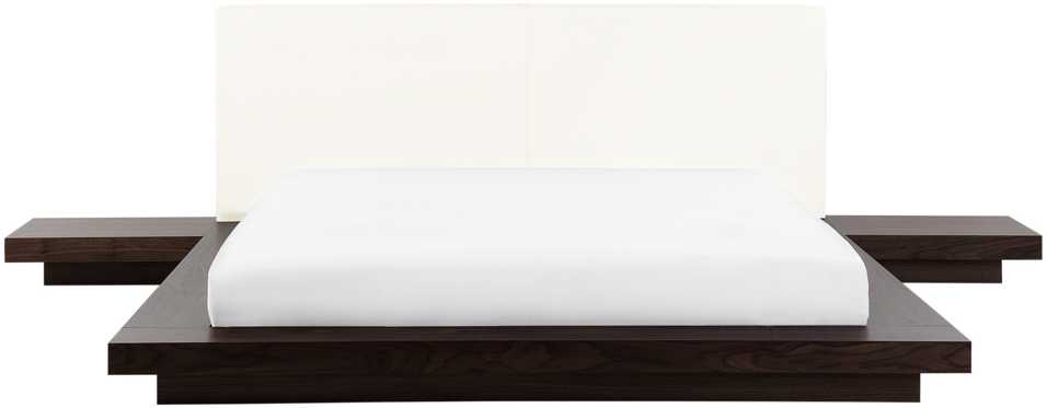 Beliani Vandens lova iš dirbtinės odos ZEN 160 x 200 cm, tamsaus uosio spalvos