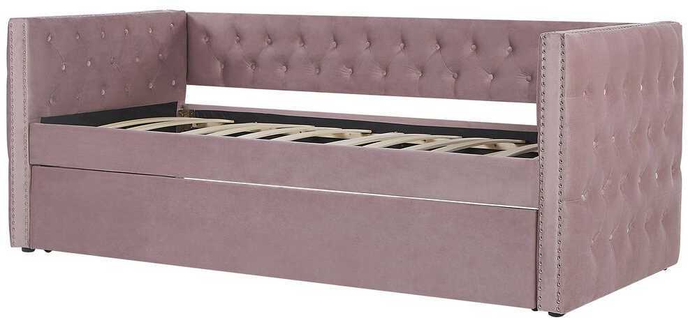 Išskleidžiama dvigulė lova 90x200, spalva: rusvas veliūras
