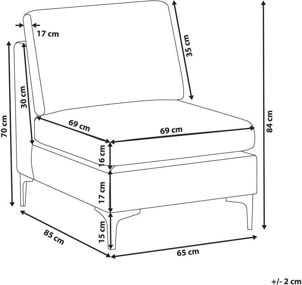 Sofa Beliani EVJA vienvietis modulis, pilkas veliūras