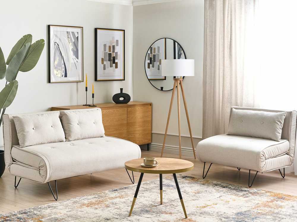 Sofa Beliani 3 vietų poilsio komplektas VESTFOLD, šviesiai smėlio spalvos