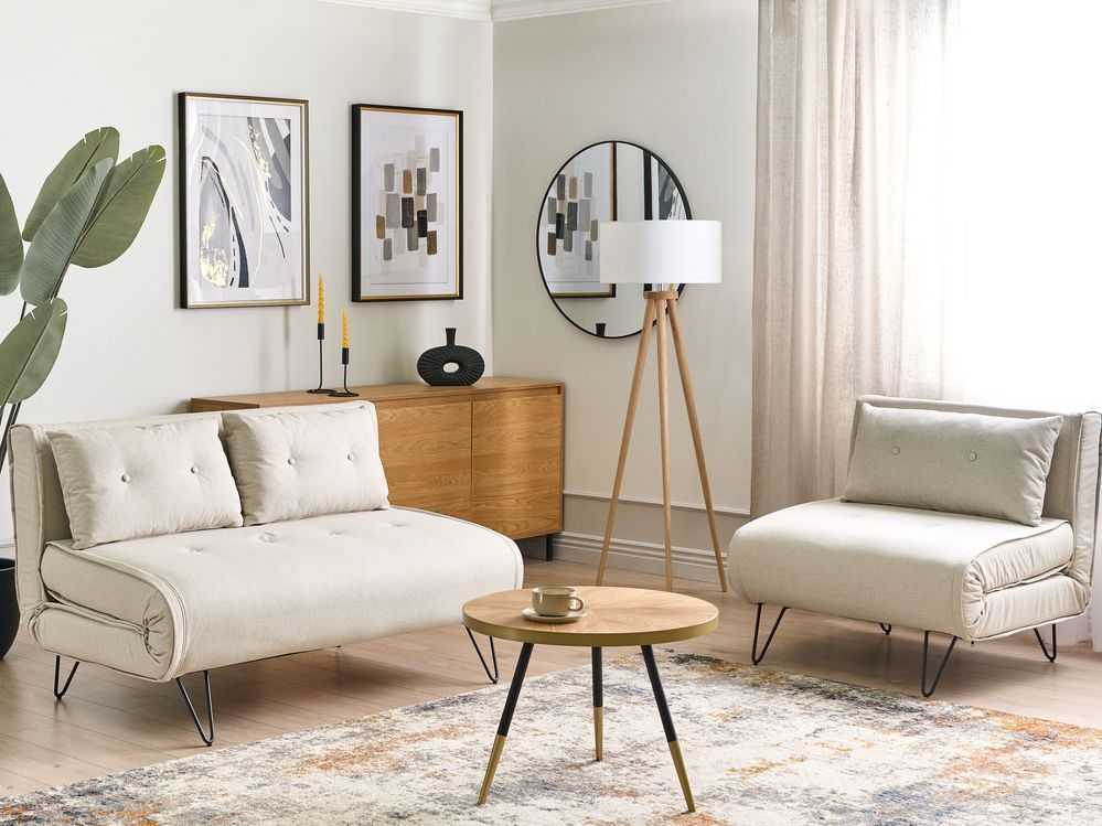 Sofa Beliani 3 vietų poilsio komplektas VESTFOLD, šviesiai smėlio spalvos