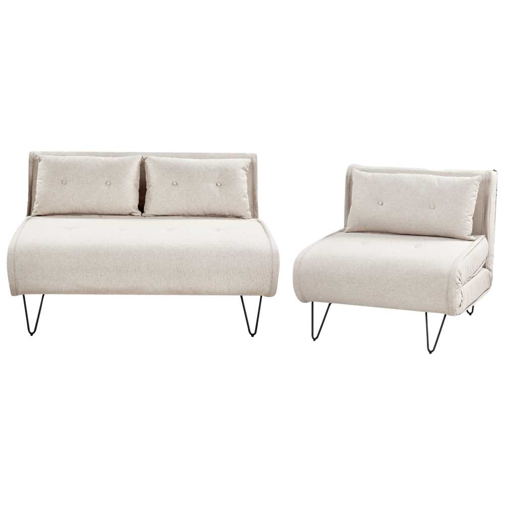 Sofa Beliani 3 vietų poilsio komplektas VESTFOLD, šviesiai smėlio spalvos