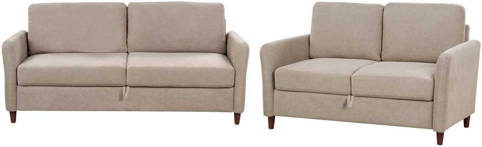 Sofa Beliani 5 vietų svetainės baldų komplektas MARE smėlio spalvos su daiktadėže