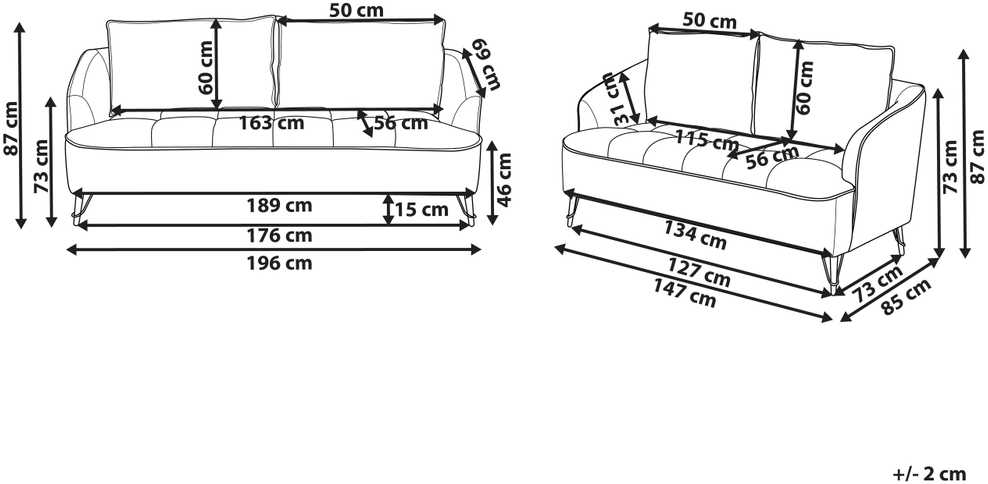 Sofa Beliani 5 vietų svetainės baldų komplektas HOBRO Boucle baltas