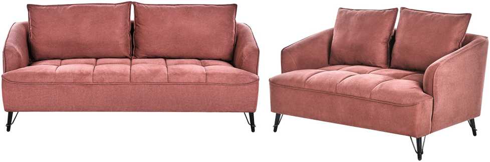 Sofa Beliani 5 vietų minkštų baldų komplektas HOBRO bordo spalvos