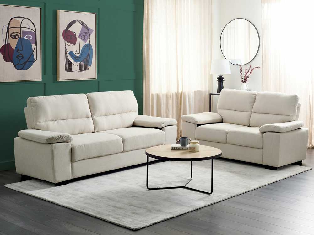 Sofa Beliani 5 vietų svetainės baldų komplektas VOGAR šviesiai smėlio spalvos