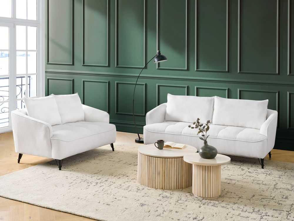 Sofa Beliani 5 vietų svetainės baldų komplektas HOBRO Boucle baltas