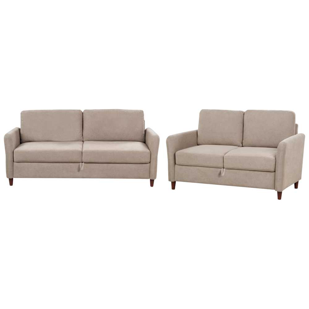 Sofa Beliani 5 vietų svetainės baldų komplektas MARE smėlio spalvos su daiktadėže