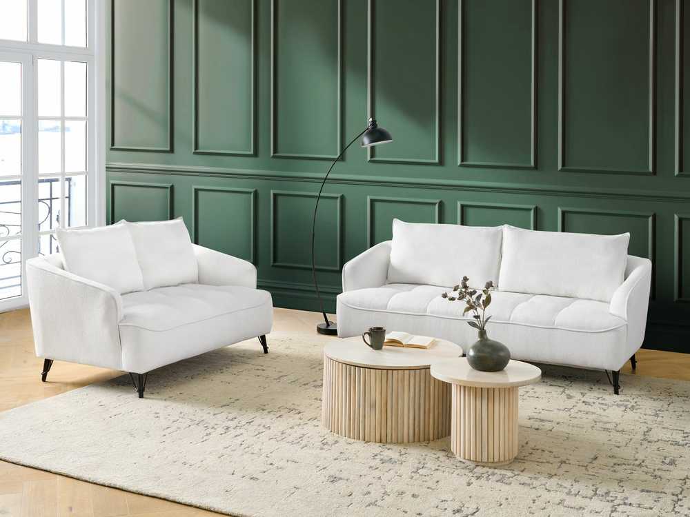 Sofa Beliani 5 vietų svetainės baldų komplektas HOBRO Boucle baltas