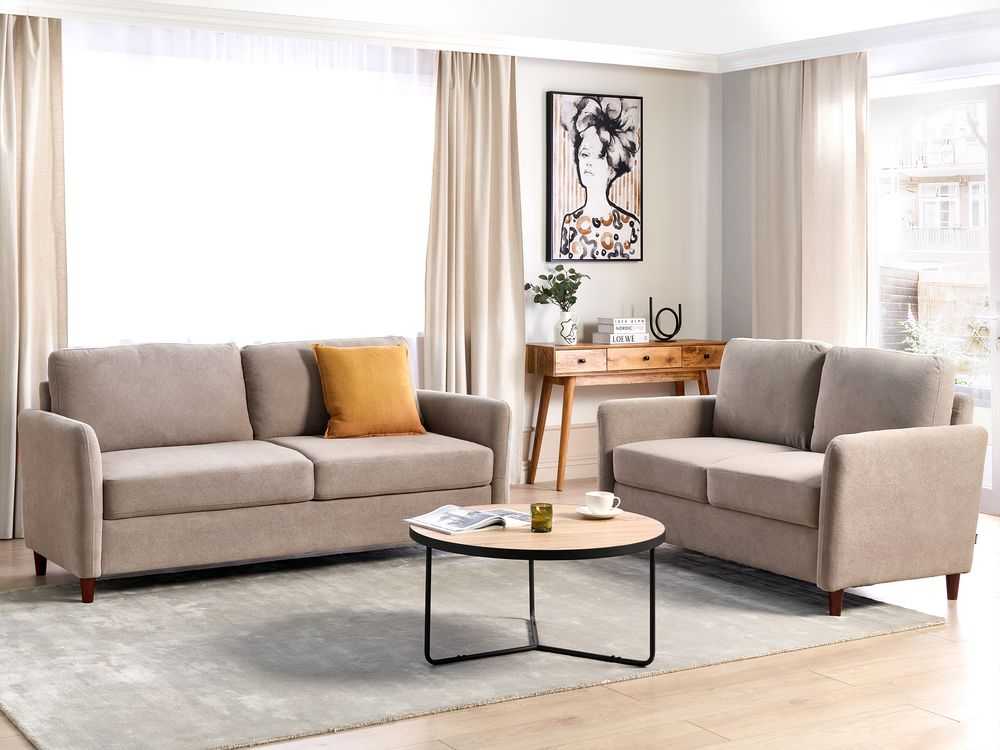Sofa Beliani 5 vietų svetainės baldų komplektas MARE smėlio spalvos su daiktadėže