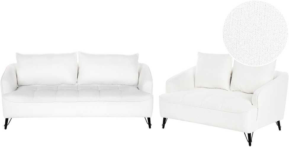 Sofa Beliani 5 vietų svetainės baldų komplektas HOBRO Boucle baltas