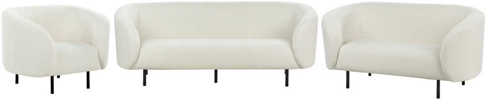 Sofa Beliani LOEN Boucle 6 asmenų svetainės baldų komplektas, baltas