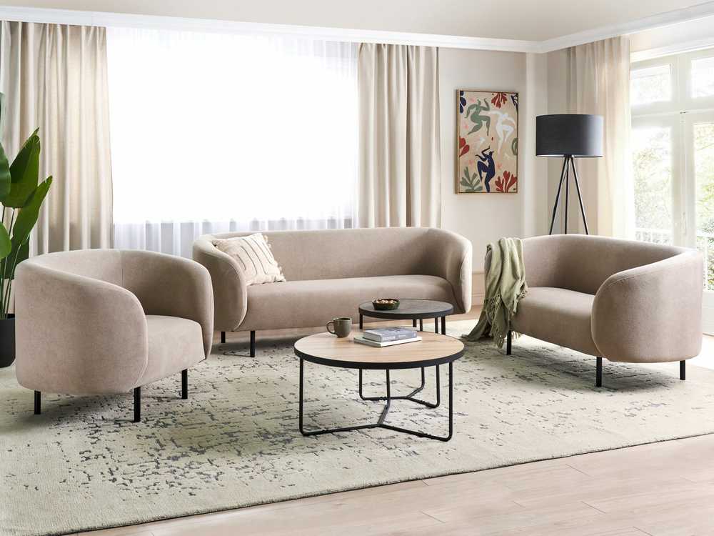 Sofa Beliani LOEN 6 vietų baldų komplektas smėlio ir pilkos spalvos