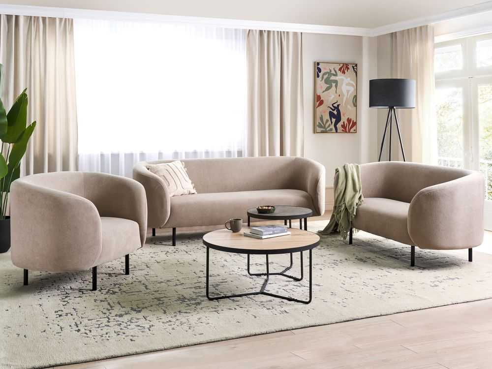 Sofa Beliani LOEN 6 vietų baldų komplektas smėlio ir pilkos spalvos