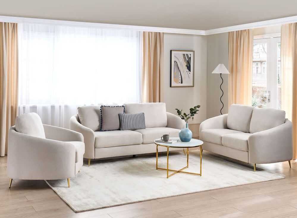 Sofa Beliani 6 vietų svetainės baldų komplektas TROSA šviesiai smėlio spalvos