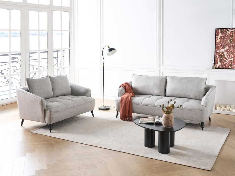Sofa Beliani 5 vietų svetainės baldų komplektas HOBRO šviesiai pilkas