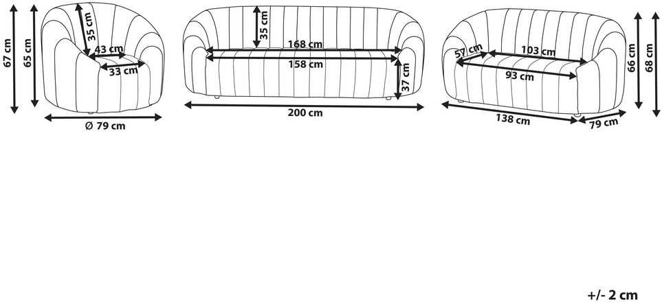 Sofa Beliani 6 asmenų svetainės baldų komplektas MALUNG, veliūras, smėlio spalvos