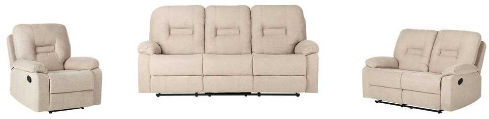 Sofa Beliani Poilsio baldų komplektas su mechanine relaksacijos funkcija 6 asmenims BERGEN smėlio spalvos