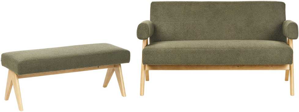 Sofa Beliani Svetainės baldų komplektas TAMRE Boucle žalias / šviesiai rudas