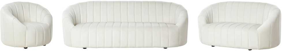 Sofa Beliani 6 vietų svetainės baldų komplektas MALUNG, veliūras, kreminė balta