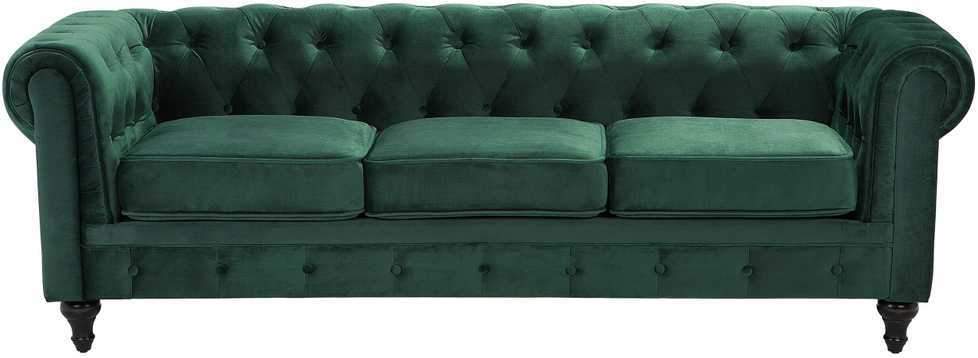 Sofa Beliani 4 vietų svetainės baldų komplektas CHESTERFIELD, smaragdo spalvos veliūras