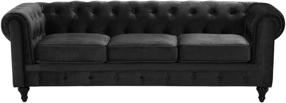 Sofa Beliani 4 vietų poilsio baldų komplektas CHESTERFIELD, veliūras, juodas