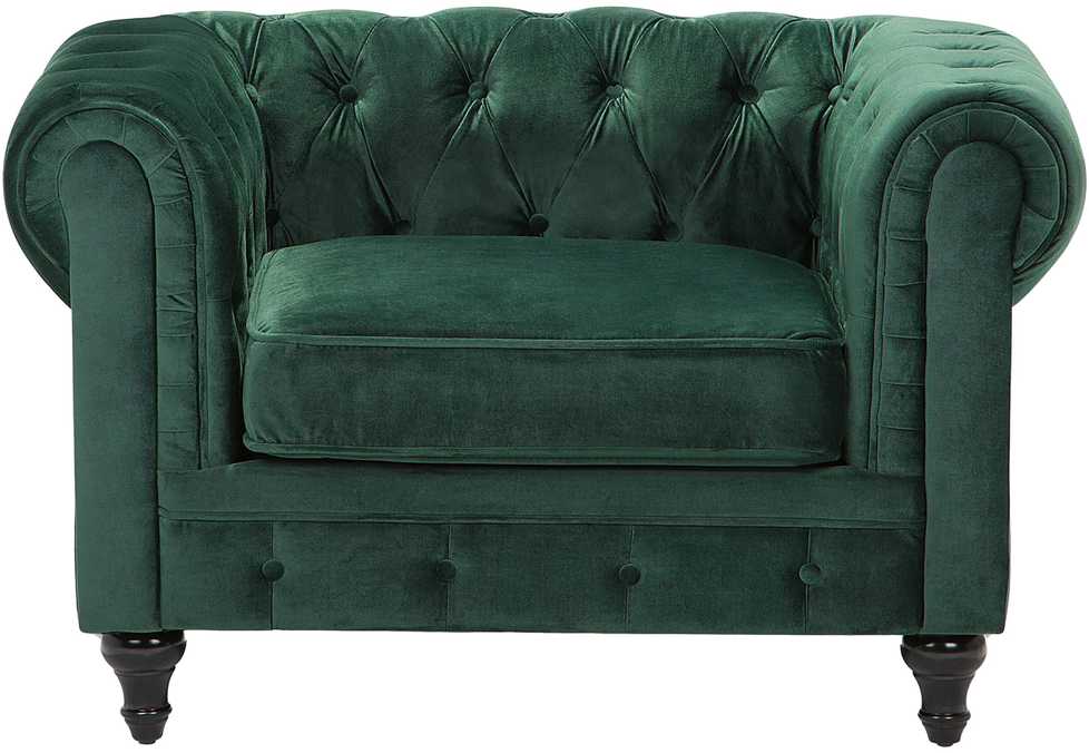 Sofa Beliani 4 vietų svetainės baldų komplektas CHESTERFIELD, smaragdo spalvos veliūras