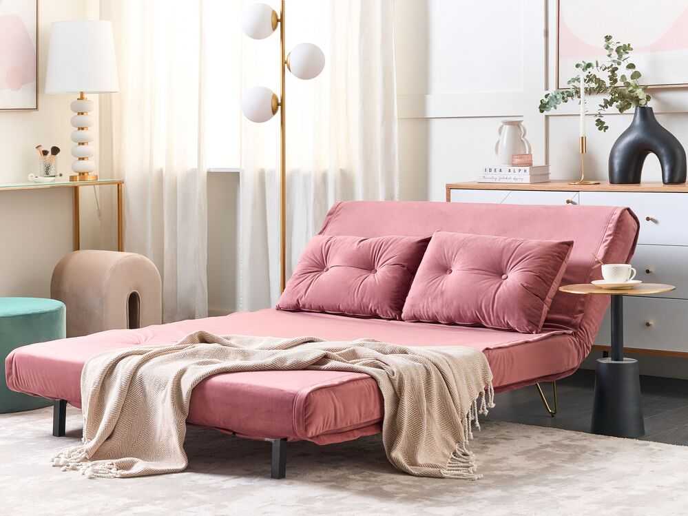 Sofa Beliani Poilsio komplektas 3 asmenims VESTFOLD, veliūras, rožinė