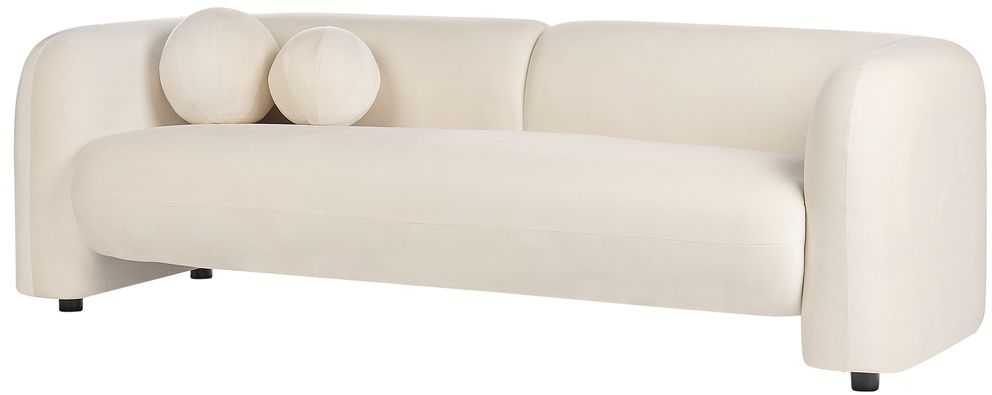 Sofa Beliani 4 asmenų poilsio baldų komplektas LEIREN, veliūras, kreminė balta spalva