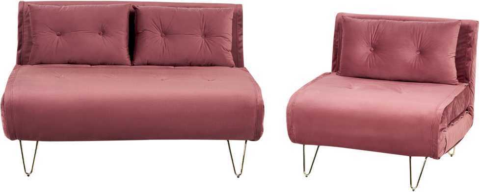 Sofa Beliani Poilsio komplektas 3 asmenims VESTFOLD, veliūras, rožinė